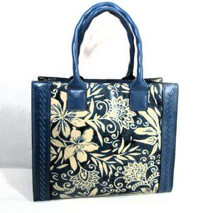 RARE PATRICIA NASH BLUE FLORAL CURRY TOTE BAG, + SHOULDER STRAP, DUST BAG + COA